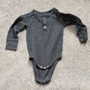 Cat & Jack Long-Sleeve Henley Baby One-Piece in Charcoal